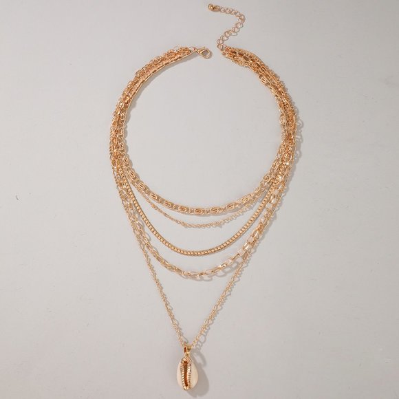Layered Gold Shell Necklace - Picture 2 of 3